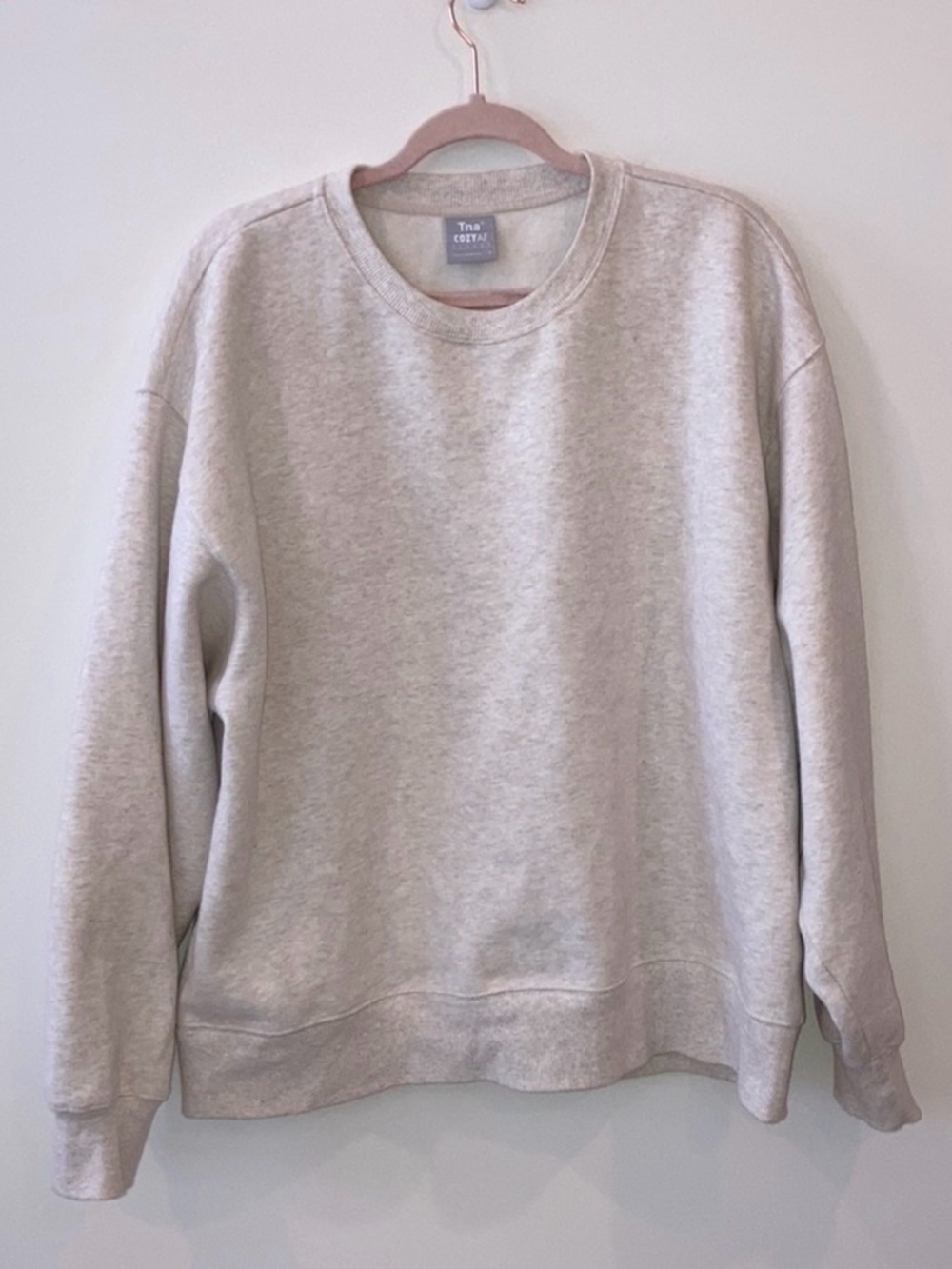 Aritzia TNA COZYAF crewneck sweatshirt in heather oatmeal
